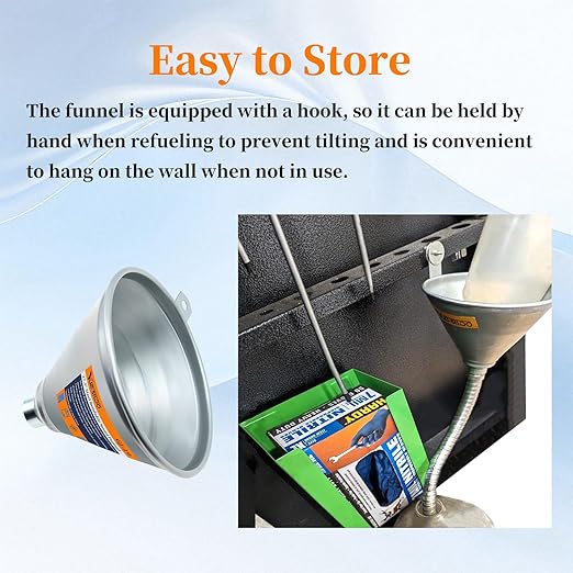 3Pcs 14.84" & 27.56" Steel Bendable Spout Funnel with Filter & Long/Short Hoses for All Automotive Oils, Flexible Long Funnels for Automotive Use for Transmission Fluid, Diesel Fuel, and Other Liquids - Image 8