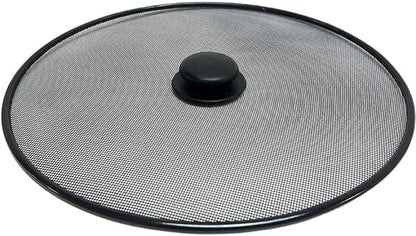 Amosfun Stainless Steel Mesh Splatter Guard Pan Lid Splatter Screen Cover With Knob Handle for Frying Pan Skillet Diameter 13 Inch