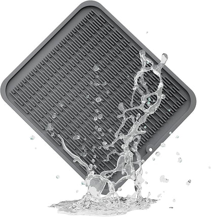 ZLR Large Silicone Dish Drying Mat (16" x 18") - XL Heavy Duty Drainboard Mat for Pots, Pans & Family Loads - Heat Resistant Trivet & Counter Protector, Easy Clean (Dark Gray) by ZLR
