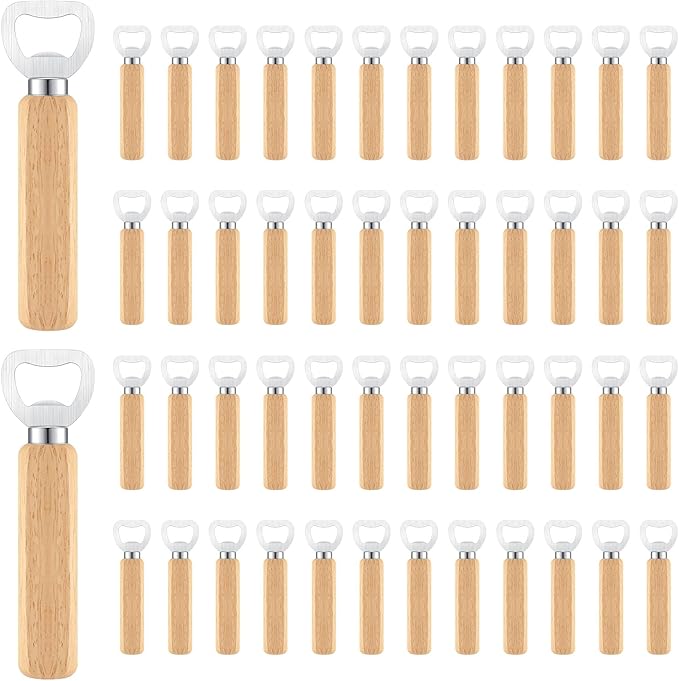 50 Pcs Wooden Bottle Opener Bulk Wooden Beer Opener Engravable DIY Bottle Opener for Gift Wedding Party Restaurant (50 Pcs) by Yugada