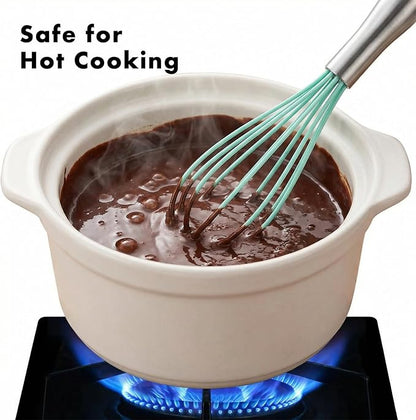 OYV 10-Inch Teal Silicone Whisk, Heat Resistant 480°F Kitchen Whisk with Stainless Steel Ergonomic Handle, Non-Scratch for Nonstick Cookware, Dishwasher Safe, Perfect for Blending, Cooking & Beating - Image 5