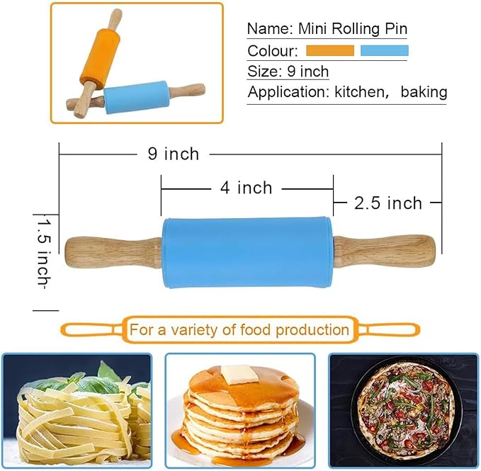 Koogel 9 Inch Mini Rolling Pin, 2 PCS Wooden Handle Rolling Pin for Kids Dough Rollers for Baking Supplies Home Kitchen - Image 3