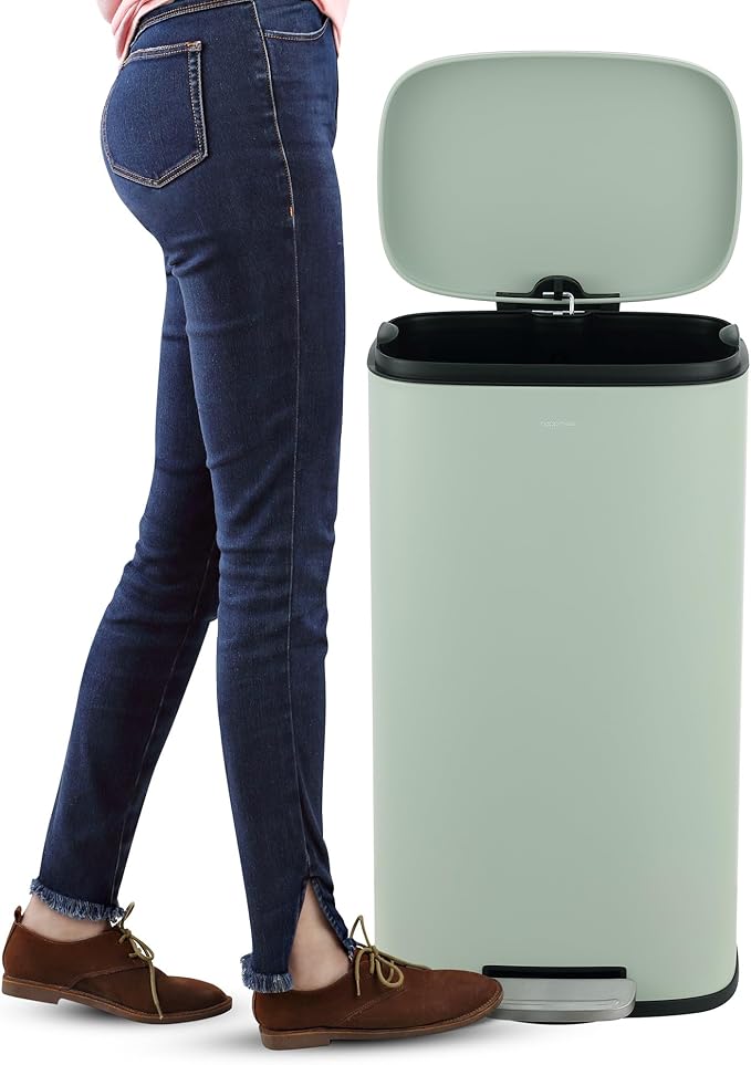 happimess HPM1006E Connor Rectangular 13-Gallon Trash Can with Soft-Close Lid and FREE Mini Trash Can, Fingerprint Resistant, Modern, Minimalistic for Home, Kitchen, Office, Bathroom, Pistachio Gelato - Image 6