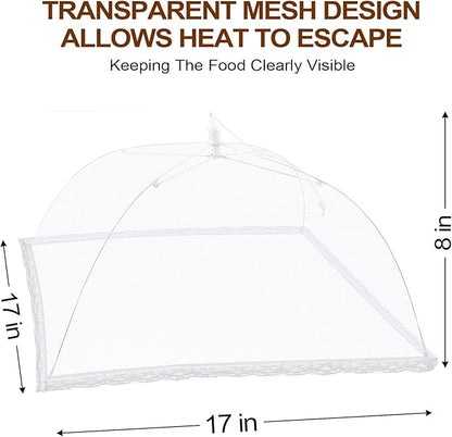 (6 Pack) ESFUN Food Net Covers for Outside, 17"x 17" Large Outdoor Food Cover Mesh Screen Tents Umbrella Fly Food Covers for Picnics, Parties, BBQ, Camping, Reusable and Collapsible - Image 2