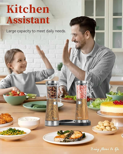 Electric Salt and Pepper Grinder Set with Storage Base, Stainless Steel Rechargeable Salt and Pepper Grinder Set with 4.5 oz Large Capacity, 1.8" Wide Mouth, Adjustable Coarseness, Ideal for Kitchen - Image 8