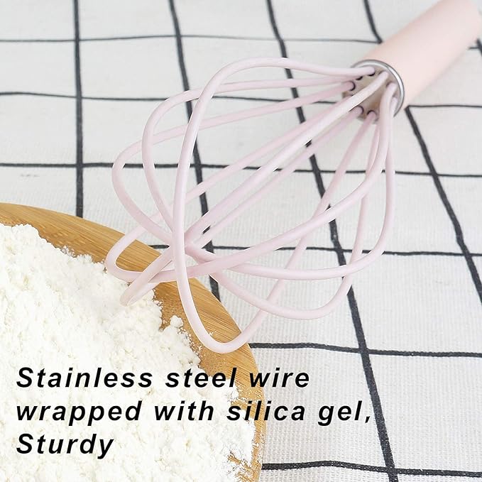 GorGin high temperature and easy to clean silicone whisk, wisk,stirrer, 10 inch, grip good grip design for Blending Whisking Beating Stirring Cooking Baking (1 Pack | Pink) - Image 6