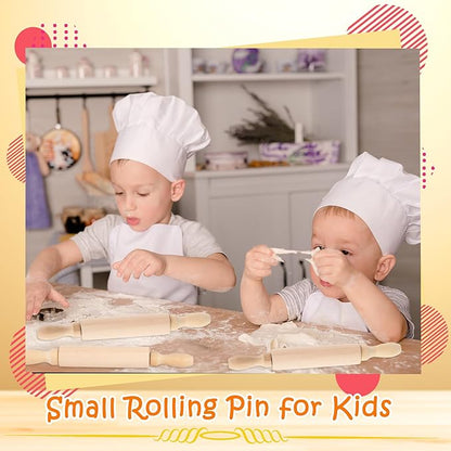16 Pcs 8 Inch Mini Wooden Rolling Pins Small Wood Rolling Pin Wooden Roller for Girls and Boys Kitchen Baking Pastry Cake Cookie Chef Role-playing Game - Image 3