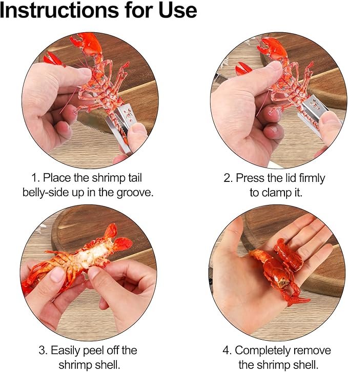 4pcs Crawfish Peeler Tool, Hollow Design Stainless Steel Shrimp & Crayfish Sheller Effortless Tail Peeling for Cooked Shrimp Seafood Shucker Easy to Clean Kitchen Gadget for Home & Restaurants