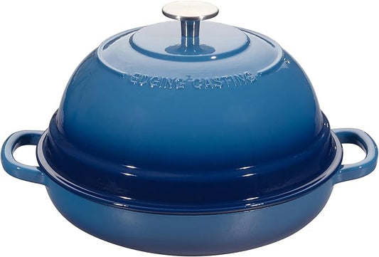 EDGING CASTING Enameled Cast Iron Dutch Oven Pot with Lid, Round Bread Oven for Homemade Sourdough Bread Baking, 6 Quart, Lake Blue by EDGINGCOOKWARE