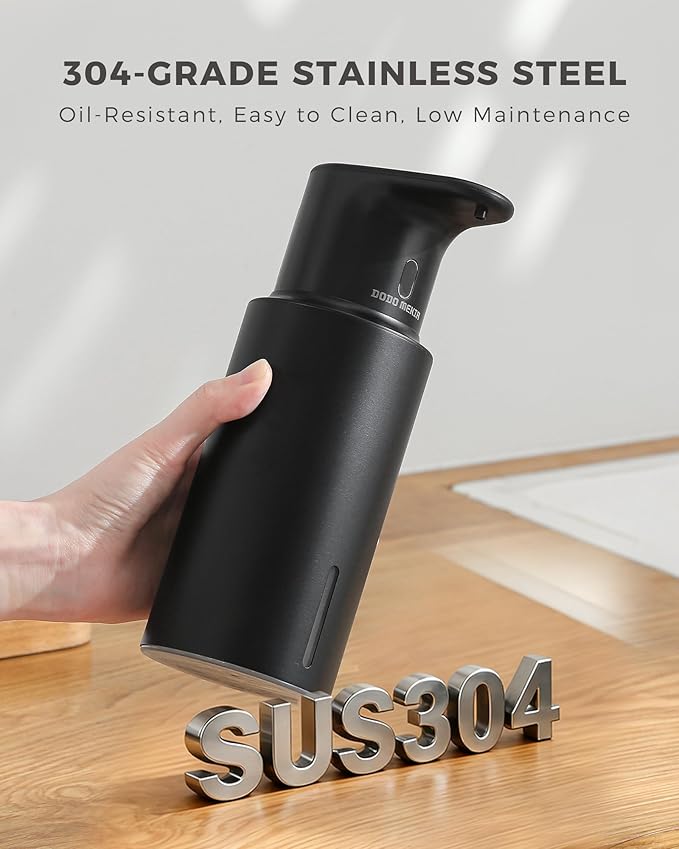 Automatic Liquid Soap Dispenser Touchless, 304 Stainless Steel Bottle Body &16.2oz/480ml Rechargeable, 3 Adjustable Liquid Levels, IPX7 Waterproof, for Kitchen Bathroom, Black - Image 4