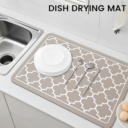 WISELIFE Dish Drying Mat Super Absorbent Drying Mat Large Dish Drying Mats for Kitchen Counter Easy Clean Dish Mat Kitchen Drying Mat16"x 24" Stylish Khaki - Image 7