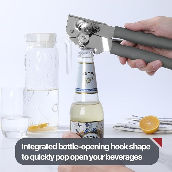Commercial Can Opener, UHIYEE Hand Crank Can Opener Manual Heavy Duty with Comfortable Extra-long Handles, Oversized Knob, Large Handheld Can Open Easy for Big Cans, Gray - Image 5