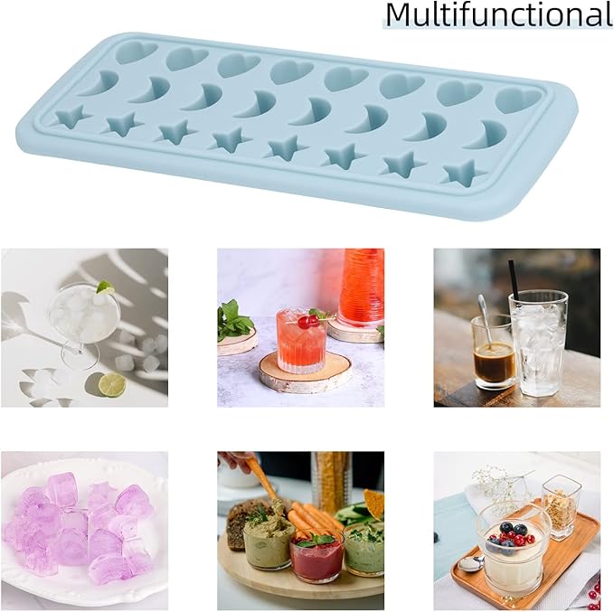 Moon Stars and Heart Ice Cube Tray Silicone Molds with Liquid Dropper，Easy Release Ice Trays with Lid, 24 Cavity Heart Mold for Ice Cubes, Gelatine, Chocolate, Baking and Candy - Image 7