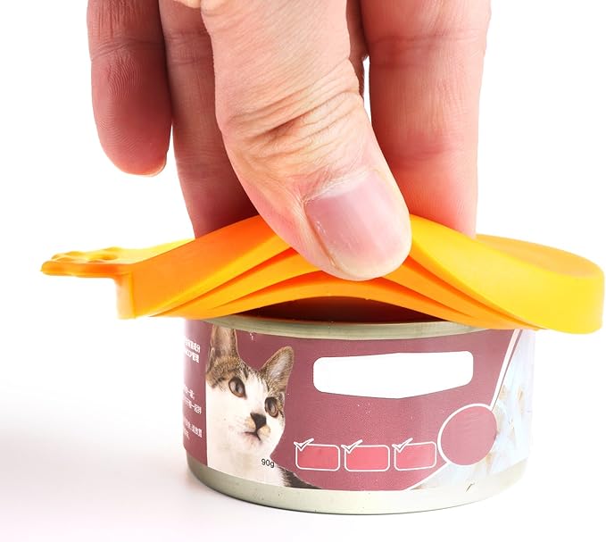 Comtim Pet Food Can Cover Silicone Can Lids for Dog and Cat Food(Universal Size,One fit 3 Standard Size Food Cans) (Blue/Orange) - Image 5