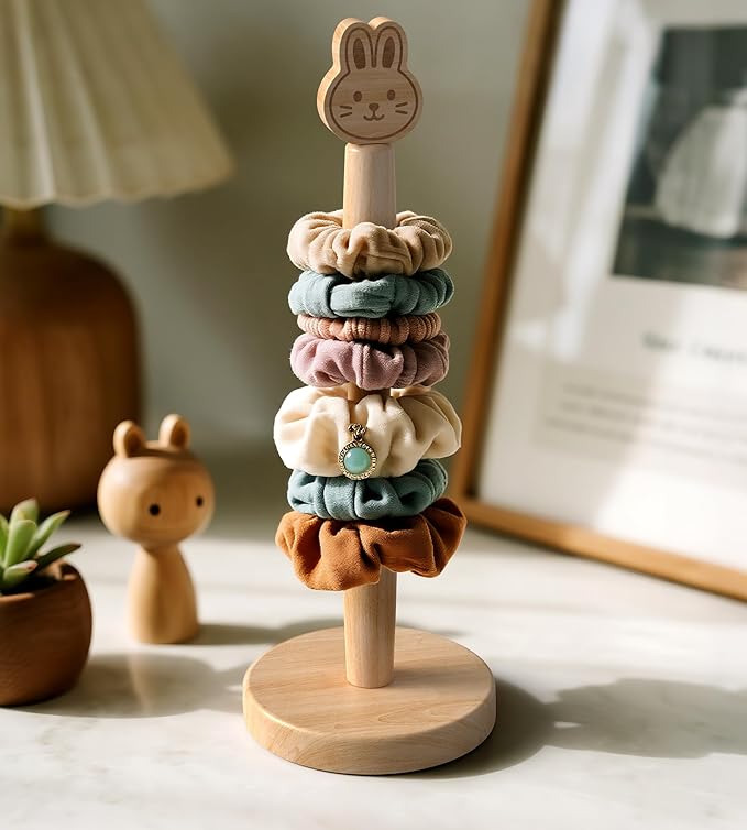 KitchLife Cute Wooden Paper Towel Holder Countertop - Solid Freestanding Paper Towel Dispenser Stand Organizer with Anti-Skid Base (Rabbit) - Image 9