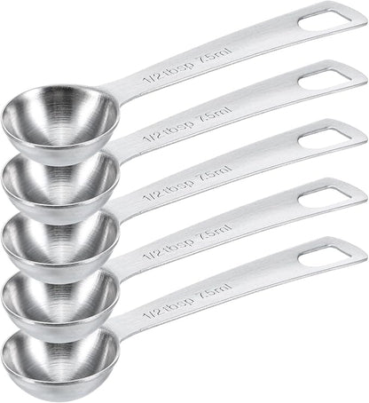 5 PCS Measuring Spoons Tablespoon Measuring Spoon 1/2 tbsp (1.5 tsp | 7.5 ml | 7.5 cc| 1/4 oz) Stainless Steel Measurings Spoons for Kitchen Cooking Spoon(Silver)