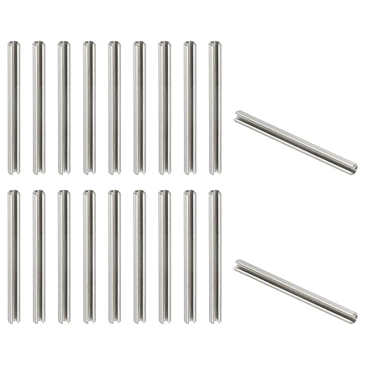 PATIKIL Slotted Spring Pin, 20 Pcs 3/16" x 2-3/8" (5.3mm x 60mm) 304 Stainless Steel Split Roll Pins Spring Dowel for Home Improvement Automotive Machine Repair, Silver