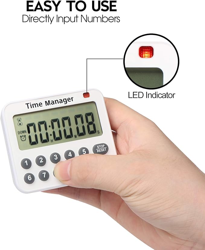 AIMILAR Magnetic Digital Kitchen Timer with Direct Numerical Keypad, Loud Alarm - 99Hr Countdown Count Up Timer for Cooking Baking Classroom, Batteries Included - Image 3