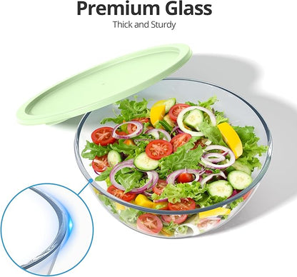 Extra Large Glass Mixing Bowls Clear Glass Salad Cooking Bowls for Kitchen Salad Bread Storage (4.7Qt) - Image 3