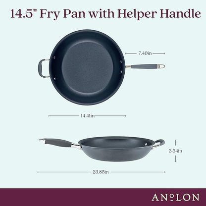 Anolon Advanced Home Hard Anodized Nonstick Frying Pan, 14.5 Inch – Large Skillet with Helper Handle, 14 Inch Nonstick Frying Pan, Durable Cookware - Moonstone - Image 2