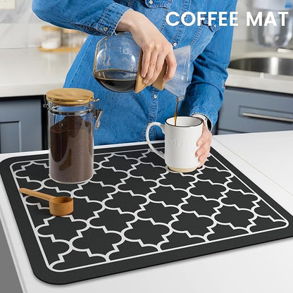 WISELIFE Dish Drying Mat Super Absorbent Drying Mat Large Dish Drying Mats for Kitchen Counter Easy Clean Dish Mat Kitchen Drying Mat15"x 18" Stylish Black - Image 7