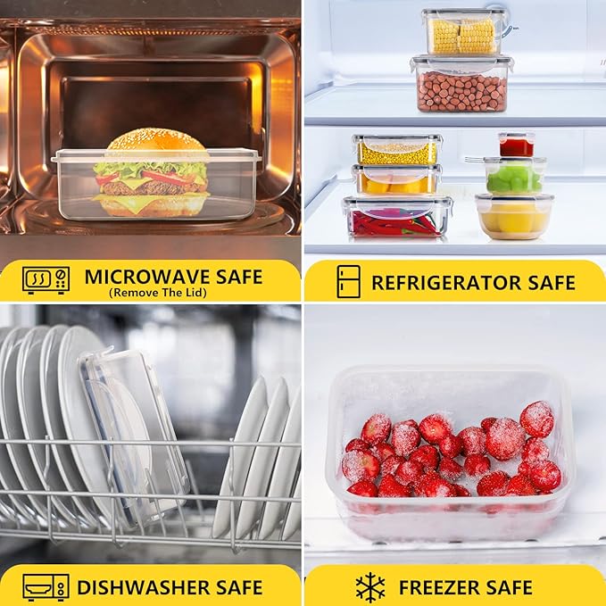 34 PCS Food Storage Container with Lid (17 Lids & 17 Containers) - Reusable Plastic Food Containers for Kitchen Storage and Organization BPA-Free Leakproof Meal Prep Container with Labels & Pen - Image 7