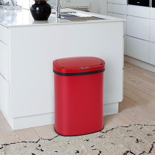 PayLessHere | 13 Gallon Stainless Steel Trash Can | Red | Automatic Touchless Lid with Motion Sensor | Kitchen Garbage Can with Waterproof Design | for Home, Office, Bathroom | Pack of 1 - Image 2