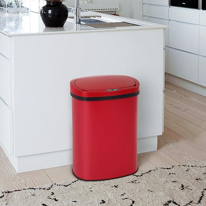PayLessHere | 13 Gallon Stainless Steel Trash Can | Red | Automatic Touchless Lid with Motion Sensor | Kitchen Garbage Can with Waterproof Design | for Home, Office, Bathroom | Pack of 1 - Image 2