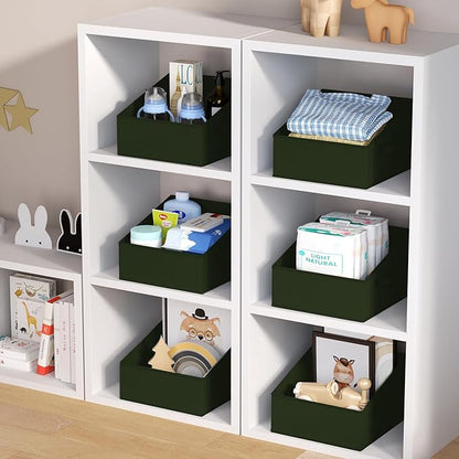 DIMJ Closet Storage Bins 10 Pack - Fabric Storage Baskets for Shelves, Collapsible Clothes Organizer with Handles, Trapezoid Shelf Organization Storage Cubes for Purse, Toys, Books, Towel, Clothes - Image 7