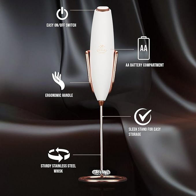 Zulay Kitchen Executive Series Luxury Gift Milk Frother with 4 Duracell Batteries – Handheld Electric Foam Maker for Coffee, Lattes & Hot Chocolate – Deluxe Finish, Ultimate Gift for Coffee Lovers - Image 2