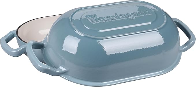 VORRINGARD Enameled Cast Iron Sourdough Bread Oven, Dutch Oven, Loaf Cast Iron Bread Pan for Homemade Bread Baking, Meatloaf Pan with Lid, 5QT, Sea Salt - Image 4