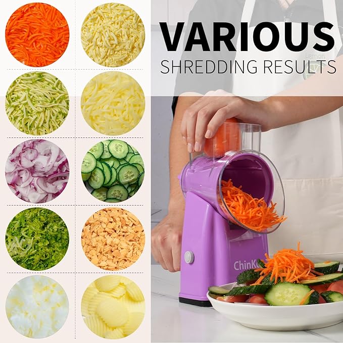 Upgrade Rotary Cheese Grater Shredder with Handle, Strong Suction Base, Multi-purpose Rotary Grater Slicer with 5 Interchangeable Blades for Ice, Vegetables, Fruit, Nuts with Blade Storage Box - Image 4