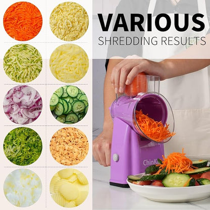 Upgrade Rotary Cheese Grater Shredder with Handle, Strong Suction Base, Multi-purpose Rotary Grater Slicer with 5 Interchangeable Blades for Ice, Vegetables, Fruit, Nuts with Blade Storage Box - Image 4