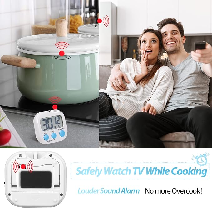 Weewooday 24 Pcs Digital Kitchen Timer Magnetic Timer Bulk On/Off Switch Minute Second Count up Countdown Loud Alarm for Exercise Cook Baking (Black,White) - Image 5