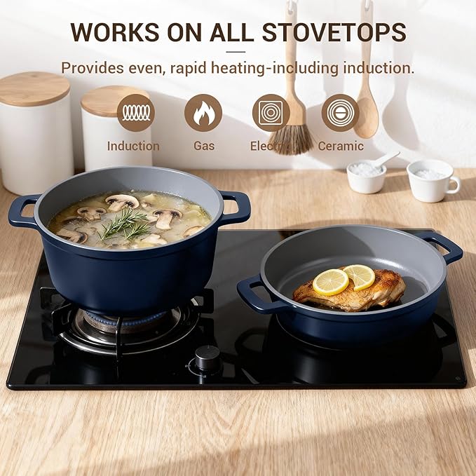 Ammeloo 4.5 Qt Non Stick Soup Pot with Lid, Ceramic Stockpot Set, Cooking Pot for All Stovetops, All-in-One Non Toxic Pot for Stews, Soups & Pasta, Easy to Clean, Induction Ready, PFAS Free - Image 4