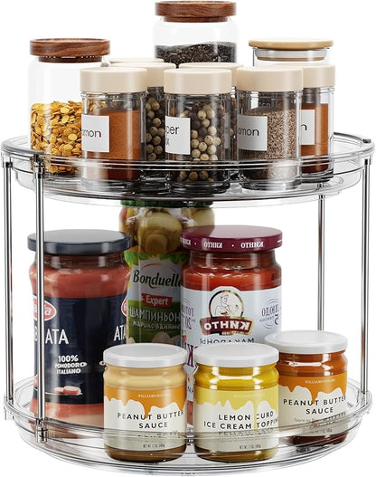 LAMU 2 Tier Lazy Susan Turntable Organizer 9.25'' Rotating Spice Rack Organization for Cabinet, Kitchen, Pantry, Countertop, Bathroom, Vanity, Medicine Cabinet Organizer, Grey by YourHome-OrganizationHelper