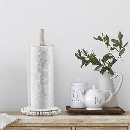 Farmhouse Paper Towel Holder Countertop White Wood Rustic Christmas Paper Towel Roll Holder Stand Organize Winter Holiday Farmhouse Christmas Table Decor Accessories for Home Kitchen Bathroom