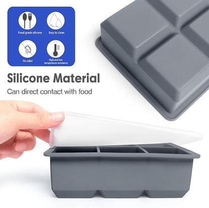 Excnorm Silicone Ice Cube Trays 3 Pack - Large Size Silicone Ice Cube Molds with Leak Proof Removable Lid Square Ice Cube Tray And BPA Free for Cocktail,Whiskey, Stackable Flexible Ice - Image 7