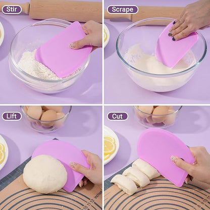 Sapid Silicone Bowl Scraper Flexible Curved Edge (5.98"×4.3"), Food Grade Bench Dough Scraper for Baking Sourdough Bread, Cake, Fondant Icing, Heat- Resistance Kitchen Dish Pan Scrapers (1, Purple) - Image 5