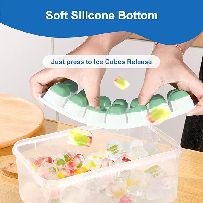 Ice Cube Tray, Ice Cube Trays for Freezer 5 Pack with Lids, Ice Tray Easy-Release, Ice Trays for Freezer Stackable, Silicone Ice Cube Tray for Drinks, Coffee - BPA-Free and Odor-Free - Image 4