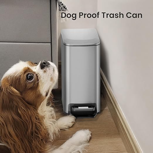 Cesun Small Bathroom Trash Can with Lid Soft Close, Step Pedal, 6 Liter / 1.6 Gallon Stainless Steel Mini Garbage Can for Office, Outdoor Trash Bin with Removable Inner Bucket (Silver) - Image 6
