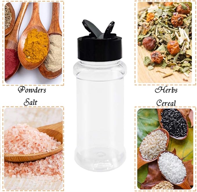 OJYUDD 16 Pack 3.4oz/100ml Plastic Spice Bottles Set,Empty Seasoning Containers with Black Cap,Clear Reusable Containers Jars for Spice,Herbs,Powders,Glitters - Image 5