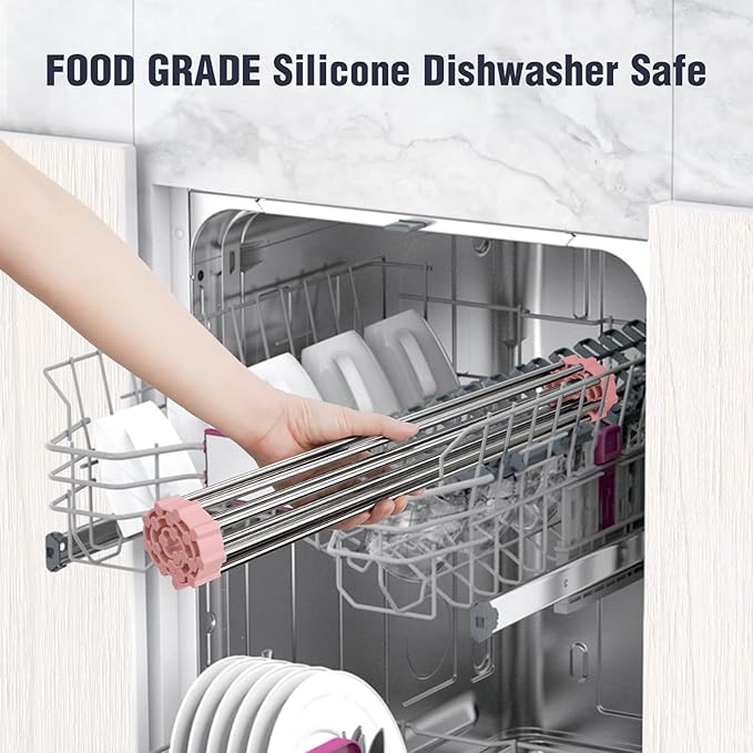 Tomorotec 21" x 15.5" Roll Up Dish Drying Rack Over Sink Drying Rack Sink Cover Kitchen Sink Accessories Gadget Multipurpose Organizer Foldable Stainless Steel Drainer - Image 7