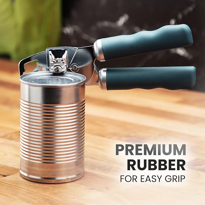 Zulay Kitchen Heavy Duty Stainless Steel Can Opener Manual with Bottle Opener - Rust Proof Manual Can Opener With Turn Knob & Comfy Soft Grip Handles - Green - Image 8