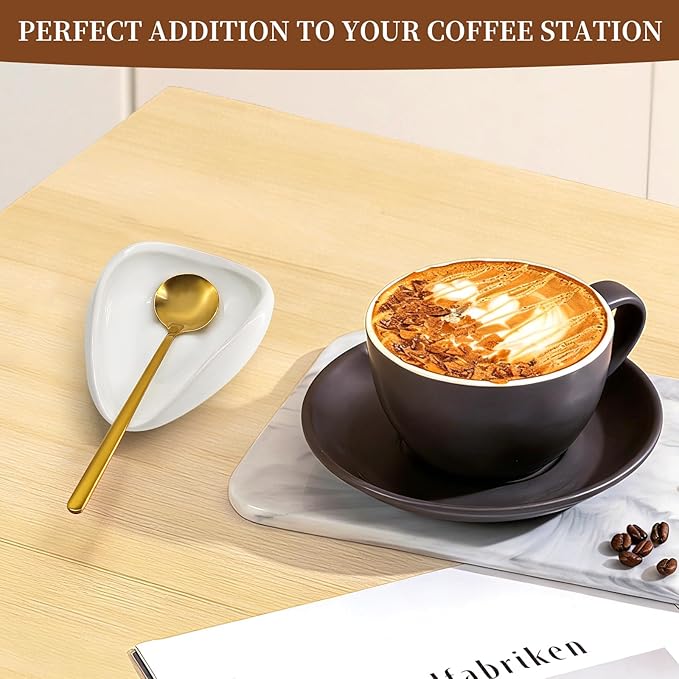 Coffee Spoon Rest, Small Ceramic Coffee Spoon Holder for Coffee Bar, White Mini Spoon Rest for Coffee Station Counter - Image 2