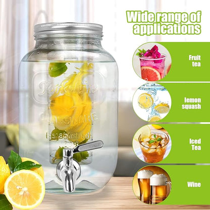 DD&HAPP Glass Drink Dispensers For Parties.1.2 Gallon Beverage Dispensers With Stand And Stainless Steel Spigot.Party Drink Dispenser For Punch,Iced Tea,Ideal for Weddings,Events,Buffet&Home Use. - Image 6