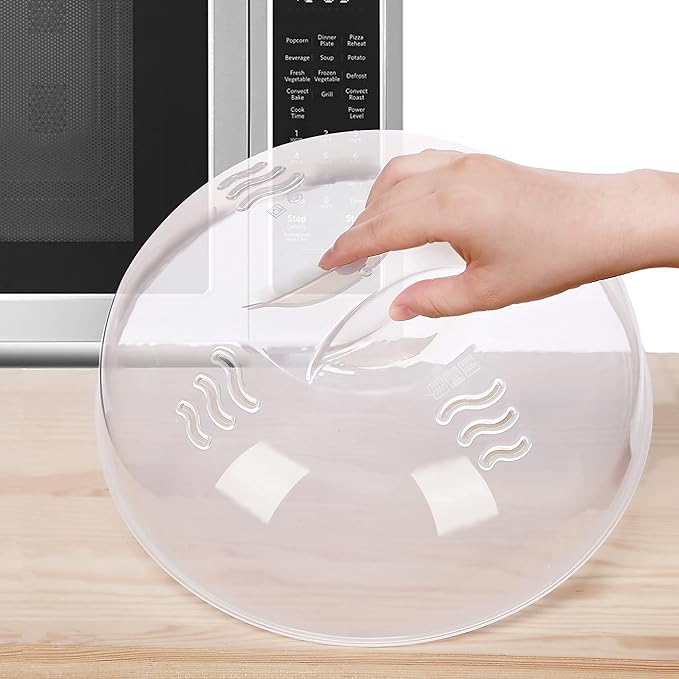 Microwave Splatter Cover for Food Large Microwave Plate Food Cover With Easy Grip Handle Anti-Splatter Lid With Enlarge Perforated Steam Vents,11.5 Inch,BPA Free & Dishwasher Safe by Tusjiain