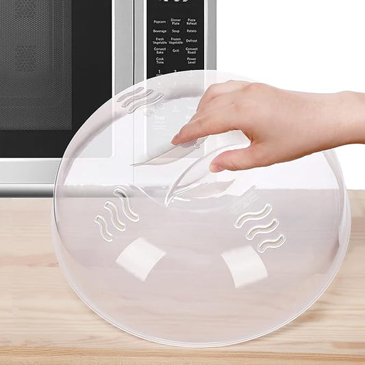 Microwave Splatter Cover for Food Large Microwave Plate Food Cover With Easy Grip Handle Anti-Splatter Lid With Enlarge Perforated Steam Vents,11.5 Inch,BPA Free & Dishwasher Safe by Tusjiain