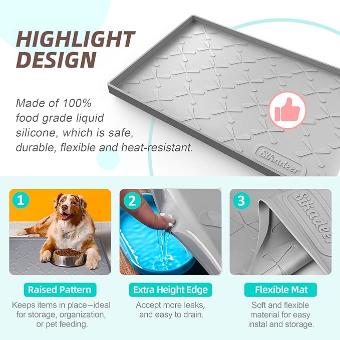 SIKADEER 28" x 22" Under Sink Mat Waterproof, Silicone Mat Kitchen Drawer Shelf and Cabinet Liner, Sink Protector for Kitchen Organizers and Storage, Boot Tray Pet Food Mats - Image 4