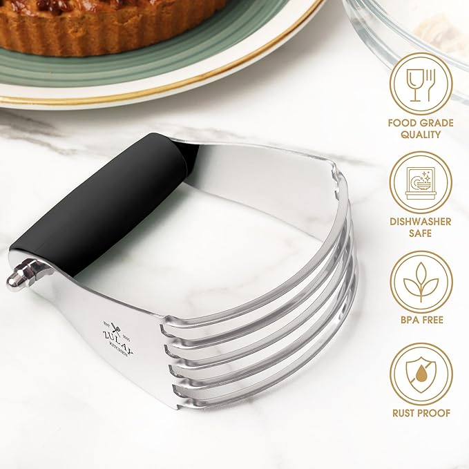 Zulay Kitchen Large 4-Inch Dough Blender Top Professional - Stainless Steel Pastry Cutter, Heavy Duty Dough Cutter With Blades, Pastry Blender And Butter Cutter - Pastry Cutter For Baking (Black) - Image 2